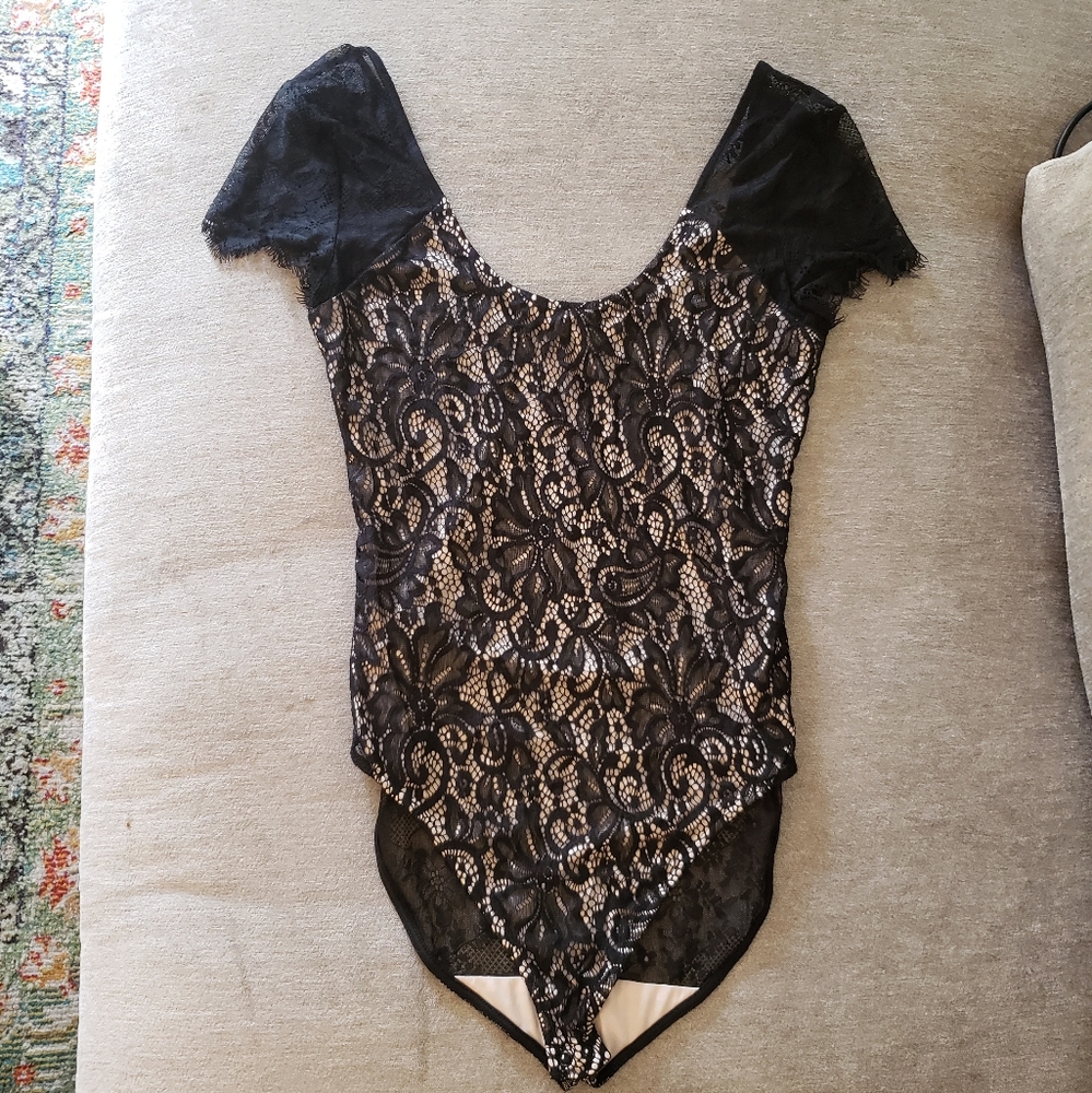 Express Black & Tan Lace Bodysuit